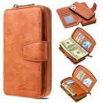 For iPhone 12 / 12 Pro Detachable Multifunctional Horizontal Flip Leather Case with Card Slots & Zipper Wallet & Photo Frame(Brown)