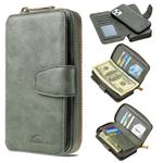 For iPhone 12 / 12 Pro Detachable Multifunctional Horizontal Flip Leather Case with Card Slots & Zipper Wallet & Photo Frame(Green)