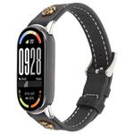 For Xiaomi Smart Band 10 / 9 / 8 Rivet Camellia Skin Feel Microfiber Leather Watch Band(Black)