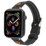 For Apple Watch 46mm / 49mm / 45mm / 44mm Rivet Camellia Skin Feel Microfiber Leather Watch Band(Black)