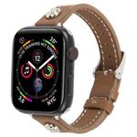 For Apple Watch 42mm / 41mm / 40mm / 38mm Rivet Camellia Skin Feel Microfiber Leather Watch Band(Dark Brown)