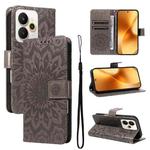 For Realme 15 5G Embossed Sunflower Pattern Flip Leather Phone Case(Grey)