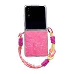 For Xiaomi Mix Flip 2 Pearlescent Shell Texture Side Buckle Phone Case with Rainbow Bracelet(Red)