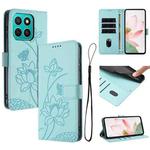 For Honor X8c 4G Lotus Embossed Leather Phone Case with Lanyard(Green)