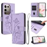 For Infinix Note 50 Pro 4G / Note 50 4G Lotus Embossed Leather Phone Case with Lanyard(Purple)