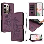 For Infinix Note 50s Lotus Embossed Leather Phone Case with Lanyard(Wine Red)