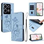 For Infinix Note 30 VIP Lotus Embossed Leather Phone Case with Lanyard(Blue)