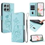 For Motorola Moto G56 5G / G66j 5G / G66y 5G Lotus Embossed Leather Phone Case with Lanyard(Green)