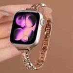 For Apple Watch 42 / 44 / 45 / 46 / 49mm xDfind Thin Bracelet Diamond Metal Stainless Steel Watch Band(Rose Gold)