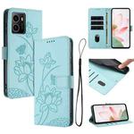 For HMD Pulse Lotus Embossed Leather Phone Case with Lanyard(Green)