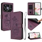 For Tecno Pova 6 5G / Pova 6 Pro Lotus Embossed Leather Phone Case with Lanyard(Wine Red)