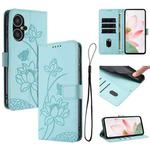 For Tecno Pova Neo 3 Lotus Embossed Leather Phone Case with Lanyard(Green)