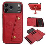 For iPhone 17 Pro Max Double Buckle Card Slots Magnetic Phone Case(Red)