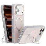 For iPhone 17 Pro Contrast Color Rotation Holder Magsafe Phone Case(Grey)