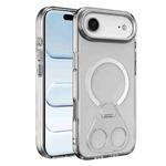 For iPhone Air High Transparent MagSafe TPU Phone Case with 360 Degrees Rotating Ring Holder(Silver)
