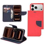 For iPhone 17 Pro Max Mercury Contrast Color Splicing Leather Phone Case(Red)