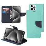 For iPhone 15 Pro Mercury Contrast Color Splicing Leather Phone Case(Mint Color)