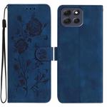For Motorola Moto G86 5G Rose Flower Embossing Pattern Leather Phone Case(Dark Blue)