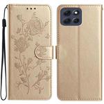 For Motorola Moto G86 Power Rose Flower Embossing Pattern Leather Phone Case(Gold)