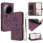 For Xiaomi 15 Ultra Lotus Embossed Leather Phone Case with Lanyard(Wine Red)