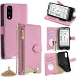 For Kyocera Basio Active3 Crossbody Chain Fishtail Litchi Leather Phone Case(Pink)