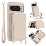 For Google Pixel 8 Pro Crossbody Zipper RFID Card Bag Phone Case(Apricot)