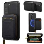 For Samsung Galaxy S22+ 5G LC.IMEEKE L6 Series Zipper Card Bag MagSafe Magnetic Phone Case(Black)