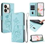 For Realme 15 / 15 Pro Lotus Embossed Leather Phone Case with Lanyard(Green)