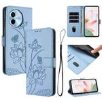 For vivo Y38 5G / T3x 5G Global Lotus Embossed Leather Phone Case with Lanyard(Blue)