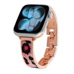For Apple Watch 46mm / 49mm / 45mm / 44mm Leopard Print Bracelet Alloy Watch Band(Rose Gold)
