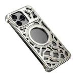 For iPhone 17 Pro Yunyan Series Alloy Rotating Holder MagSafe Half Frame Phone Case(Silver)
