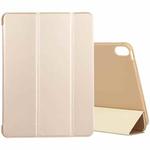 For iPad Air 2022 / 2020 10.9 Silicone 3-Folding Full Coverage Leather Case(Gold)