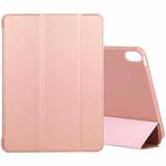 For iPad Air 2022 / 2020 10.9 Silicone 3-Folding Full Coverage Leather Case(Rose Gold)