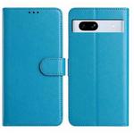 For Google Pixel 7a Lambskin 8-card Slot Leather Phone Case(Light Blue)