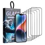 For iPhone 14 Plus 5pcs / Pack Do As You Wish Silk Screen Printed HD Tempered Glass Film(Black)