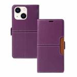For iPhone 14 Plus Magnetic Buckle Card Slot Leather Phone Case(Purple)