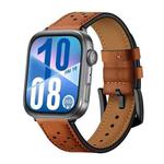 For Huawei Watch Fit4 / Fit4 Pro / Fit3 Plum Blossom Holes Leather Watch Band(Brown)