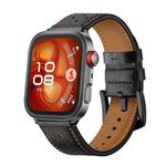 For Huawei Watch Fit Plum Blossom Holes Leather Watch Band(Black)