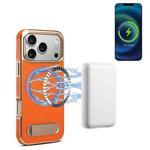 For iPhone 17 Pro Denior A25 MagSafe Genuine Leather Phone Case with Holder(Orange)