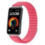 For Huawei Band 10 / 9 / 8 xDfind Woven Nylon Hook And Loop Fastener Metal Interface Watch Band(Red)