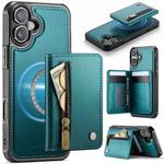 For iPhone 17 JEEHOOD J12 Exquisite RFID MagSafe Zipper Card Bag Phone Case(Green)