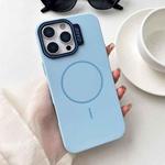 For iPhone 14 Pro Large Hole Solid Color Frame CESA Fine Ring Magsafe Phone Case(Blue)