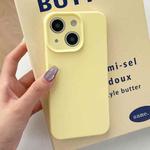 For iPhone 14 Precision Hole Camera Frame Solid Color Phone Case(Yellow)