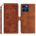 For Motorola Edge 60 Secret Garden Butterfly Pattern Leather Phone Case(Brown)