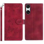 For Sony Xperia 10 VI Secret Garden Butterfly Pattern Leather Phone Case(Red)