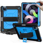 Contrast Color Robot Shockproof Silicone + PC Protective Case with Holder For iPad Air 2022 / 2020 10.9 (Black Blue)