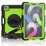Shockproof Colorful Silicone + PC Protective Case with Holder & Shoulder Strap & Hand Strap & Pen Slot For iPad Air 2022 / 2020 10.9 (Black Yellow Green)