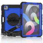 Shockproof Colorful Silicone + PC Protective Case with Holder & Shoulder Strap & Hand Strap & Pen Slot For iPad Air 2022 / 2020 10.9 (Black Blue)