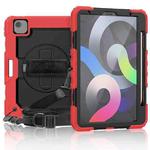 Shockproof Colorful Silicone + PC Protective Case with Holder & Shoulder Strap & Hand Strap & Pen Slot For iPad Air 2022 / 2020 10.9 (Red)