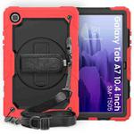 For Samsung Galaxy Tab A7 (2020) T500/T505 Shockproof Colorful Silicone + PC Protective Case with Holder & Shoulder Strap & Hand Strap & Pen Slot(Red)